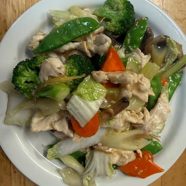 Chicken with Snow Peapods.